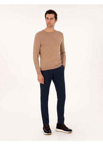 Erkek Lacivert Slim Fit Pamuk Karışımlı Kanvas Pantolon 50292336-VR033 modelleri