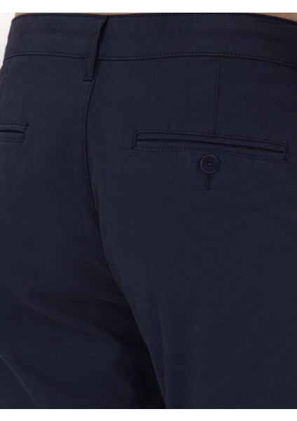 Erkek Lacivert Slim Fit Pamuk Karışımlı Kanvas Pantolon 50292336-VR033