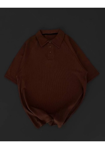 Yakalı Patlı Kısa Kol T-Shirt - Kahverengi fiyatları