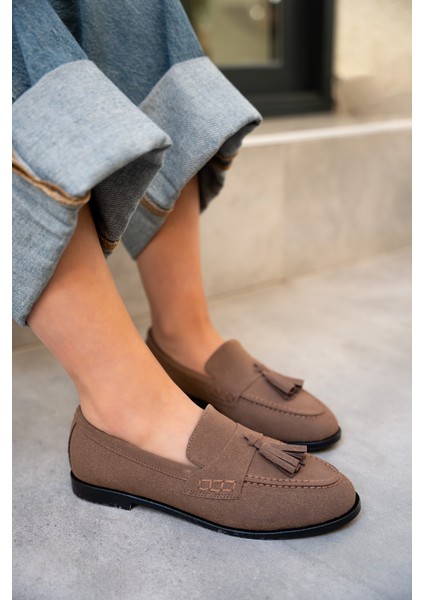 Leather Acı Kahve Süet Püskül Detaylı Düz Taban Ayakkabı fiyatları