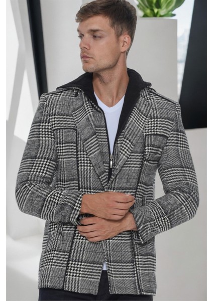 K7535 Dewberry Erkek Kaban-Açık Ekose Siyah