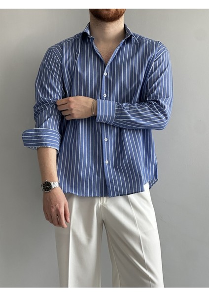 Old Money Rahat Kalıp Çizgili Gömlek