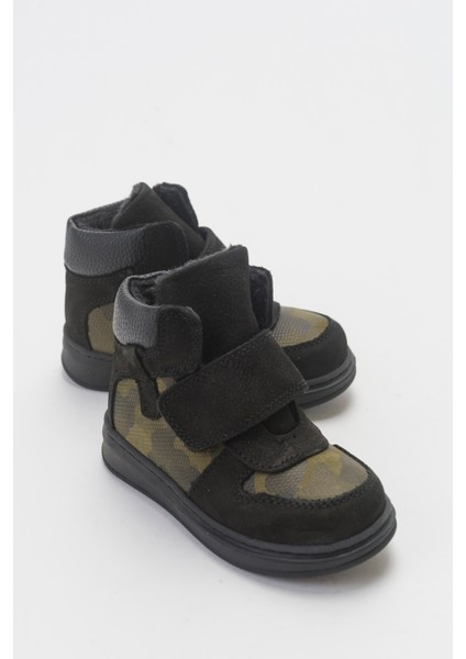 Erkek Çocuk Siyah Hakiki Deri Çocuk Bot