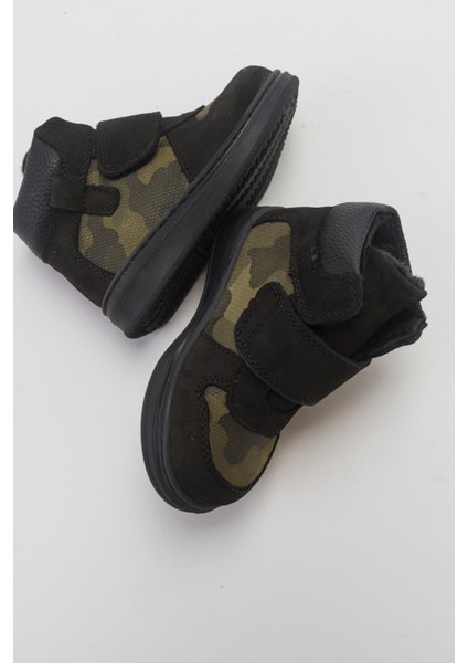 Erkek Çocuk Siyah Hakiki Deri Çocuk Bot