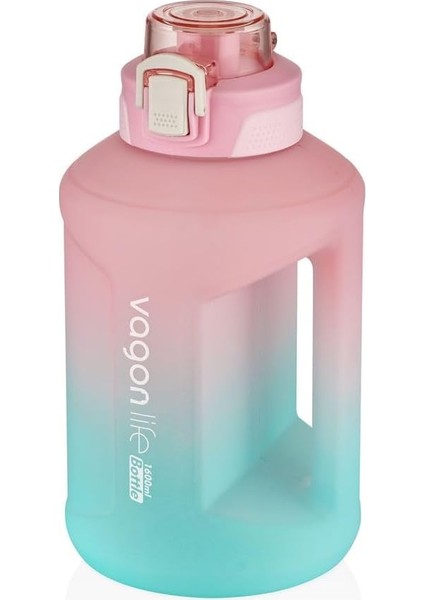 Çift Renk Taşıma Askılı ve Kulplu Motivasyon Su Matarası Hediyeli SM-2307-PEMBETURKUAZ