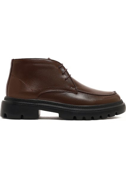 Erkek Kahverengi Bağcıklı Kalın Tabanlı Deri Casual Bot 25WFD675722