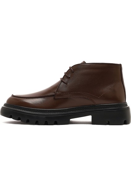 Erkek Kahverengi Bağcıklı Kalın Tabanlı Deri Casual Bot 25WFD675722 fiyatları