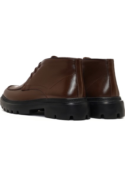 Erkek Kahverengi Bağcıklı Kalın Tabanlı Deri Casual Bot 25WFD675722
