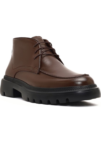 Erkek Kahverengi Bağcıklı Kalın Tabanlı Deri Casual Bot 25WFD675722