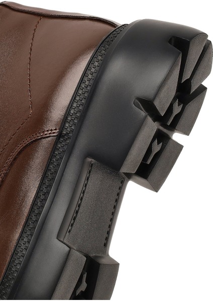 Erkek Kahverengi Bağcıklı Kalın Tabanlı Deri Casual Bot 25WFD675722