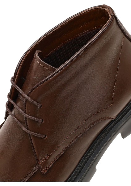 Erkek Kahverengi Bağcıklı Kalın Tabanlı Deri Casual Bot 25WFD675722