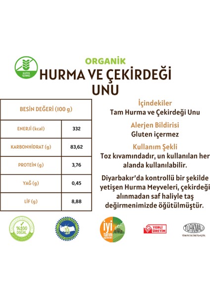 Hurma Ve Çekirdeği Unu (Gluten İçermez) - 300 Gram modelleri