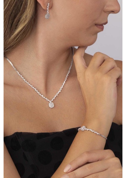 Pırlanta Montür Sıralı Tek Taş Rodyum Kaplama Baget Gümüş Düğün Seti fiyatları