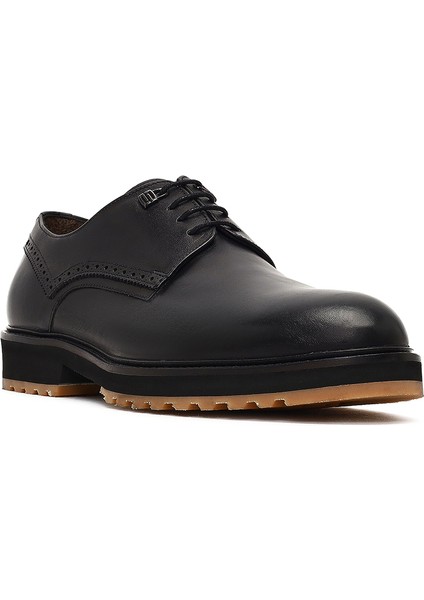 Erkek Siyah Bağcıklı Deri Casual Ayakkabı 25WFD604018