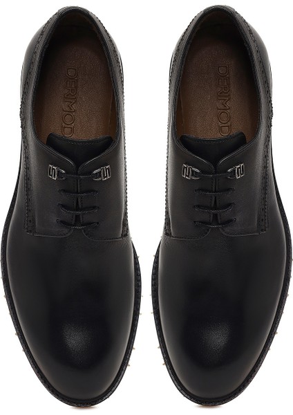 Erkek Siyah Bağcıklı Deri Casual Ayakkabı 25WFD604018