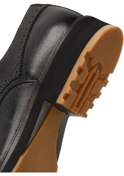 Erkek Siyah Bağcıklı Deri Casual Ayakkabı 25WFD604018