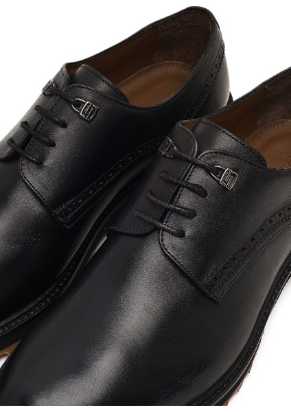 Erkek Siyah Bağcıklı Deri Casual Ayakkabı 25WFD604018