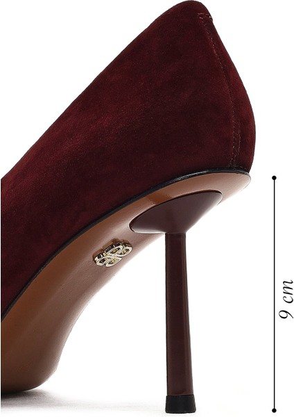 Kadın Bordo Ince Topuklu Süet Deri Stiletto 25AFD100610 fiyatları
