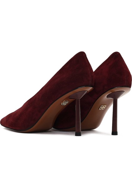 Kadın Bordo Ince Topuklu Süet Deri Stiletto 25AFD100610