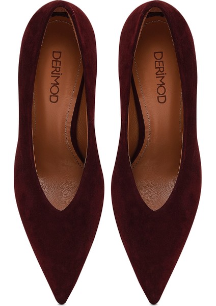 Kadın Bordo Ince Topuklu Süet Deri Stiletto 25AFD100610