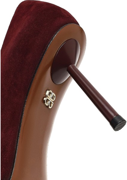 Kadın Bordo Ince Topuklu Süet Deri Stiletto 25AFD100610