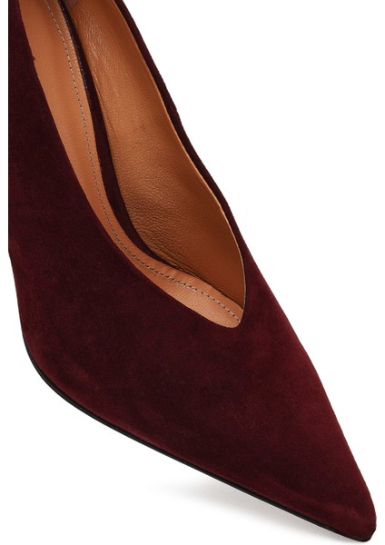Kadın Bordo Ince Topuklu Süet Deri Stiletto 25AFD100610