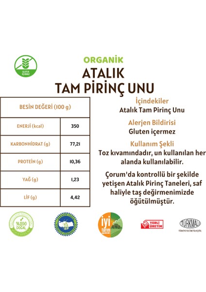 Atalık Tam Pirinç Unu (Gluten İçermez) - 300 Gram fırsatları