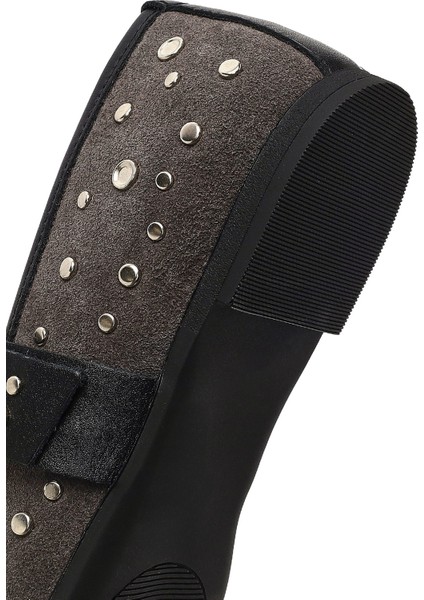 Kadın Antrasit Tokalı Süet Deri Babet 25AFD270810