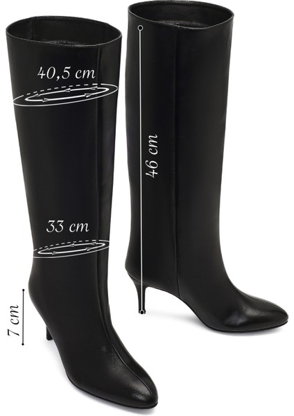 Kadın Siyah Ince Topuklu Deri Çizme 25WFD141618 fiyatları