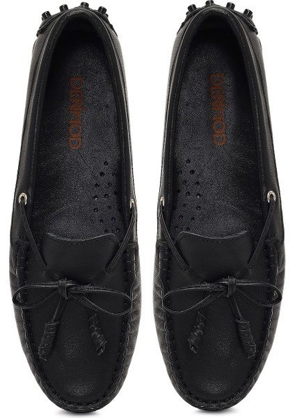 Kadın Siyah Deri Loafer 25AFD141918