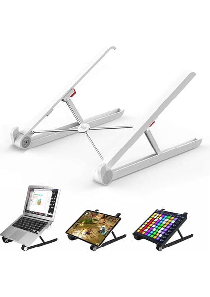X1 Laptop Sehpası, Katlanabilir, Tablet Sehpası, Alaşım, Sınıf Çalışması, Iyileştirme, Isı Dağılımı, iPad ve 10-15,6 Inç Olan Tüm Cihazlar ile Uyumlu. Beyaz