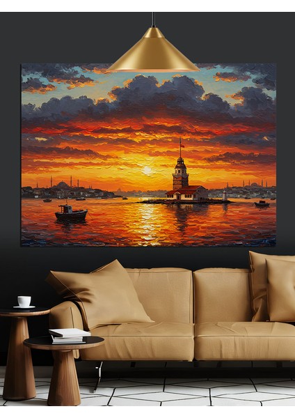Günbatımı Manzarası Kız Kulesi Dekoratif Kanvas - Mdf Ahşap Tablo fiyatları