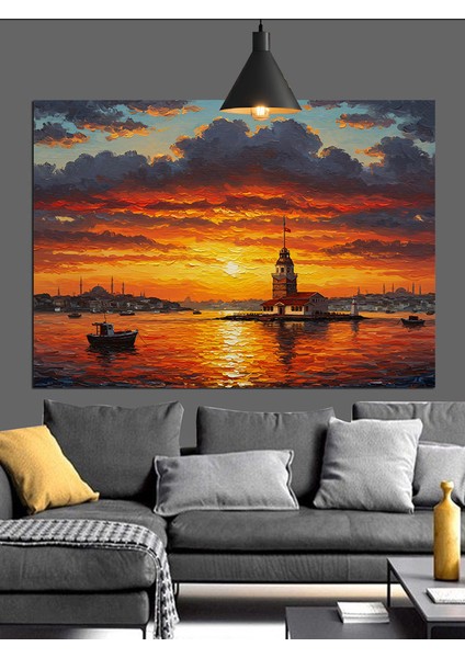Günbatımı Manzarası Kız Kulesi Dekoratif Kanvas - Mdf Ahşap Tablo modelleri
