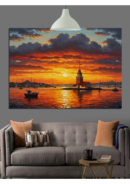 Günbatımı Manzarası Kız Kulesi Dekoratif Kanvas - Mdf Ahşap Tablo fırsatları