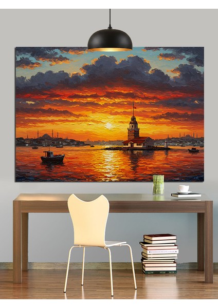 Günbatımı Manzarası Kız Kulesi Dekoratif Kanvas - Mdf Ahşap Tablo indirimleri