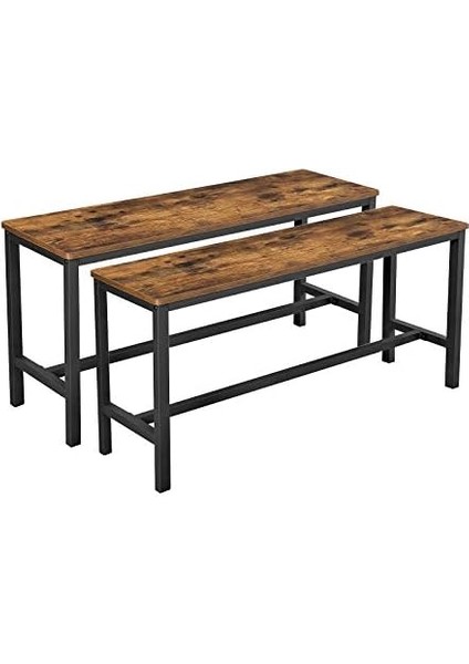 Yemek Odası Bankları, 2'li Set, 32.5 x 108 x 50 Cm, Mutfak, Yemek Odası, Kararlı Çelik Çerçeve, Endüstriyel Tasarım,, Koyu KTB33X modelleri