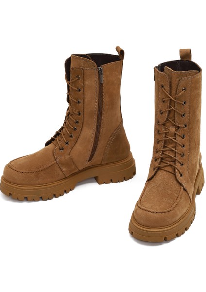 Kadın Camel Fermuarlı Kalın Tabanlı Nubuk Deri Postal Bot 25WFD1806V3 modelleri
