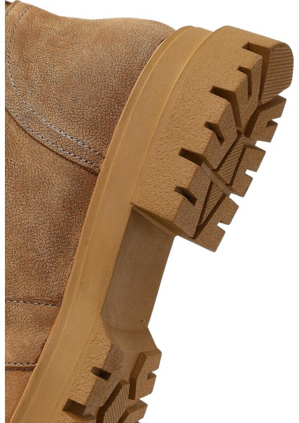 Kadın Camel Fermuarlı Kalın Tabanlı Nubuk Deri Postal Bot 25WFD1806V3