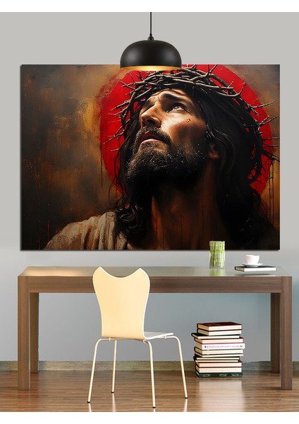 Çarmıhtaki Isa Portresi Dekoratif Kanvas - Mdf Ahşap Tablo
