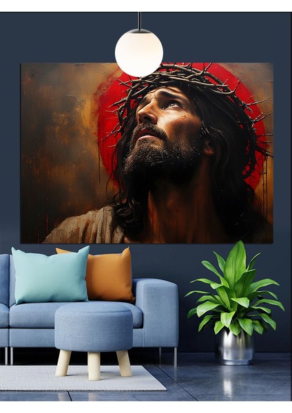 Çarmıhtaki Isa Portresi Dekoratif Kanvas - Mdf Ahşap Tablo fiyatları