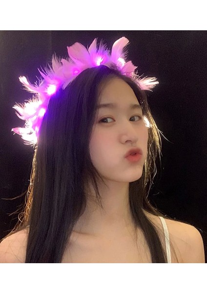 Bfs LED Işıklı Rengarenk Yanan 3 Fonksiyonlu Otrişli Parti Tacı Pembe Renk 12X12 cm fiyatları