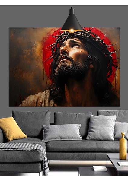 Çarmıhtaki Isa Portresi Dekoratif Kanvas - Mdf Ahşap Tablo fırsatları