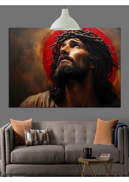 Çarmıhtaki Isa Portresi Dekoratif Kanvas - Mdf Ahşap Tablo indirimleri