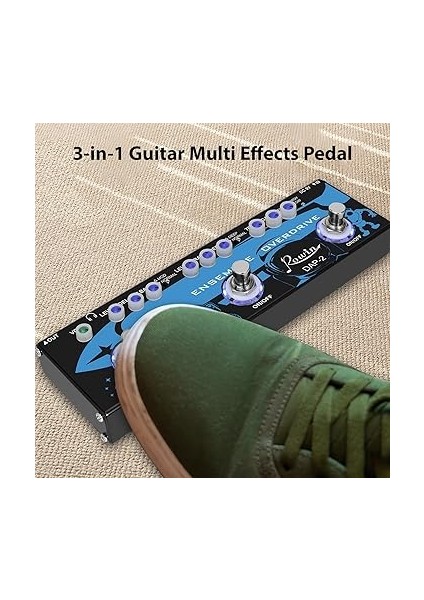 3'ü 1 Arada Gitar Çoklu Efekt Pedalı Eko/topluluk/overdrive Gerçek Bypass Fonksiyonlu Alüminyum Alaşımlı Kabuk Taşınabilir Elektro Gitar Efekt Pedalı Dc 9V 6.35MM Giriş/çıkış Arayüzü fırsatları