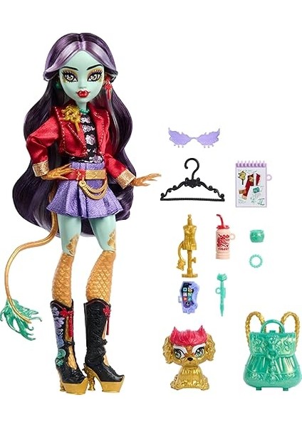 Hıgh Jınafıre Long™ Monster High Jinafire Long Bebek, Köpekçiği Cloudy 'yun Yun' ve 7 Aksesuar HYV58 indirimleri