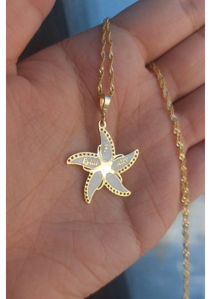 925 Ayar Gümüş 24 Ayar Altın Kaplama Isimli Deniz Yıldızı Kolye