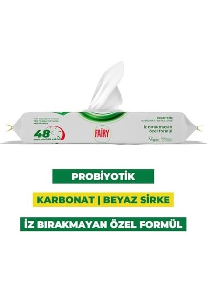 Çok Amaçlı Mop Uyumlu Yer Temizlik Havlusu 50 Yaprak | Yağlı | Beyaz Sirke Karbonat | 48 Saat Temizlik Etkili | Iz Bırakmayan Formül fiyatları
