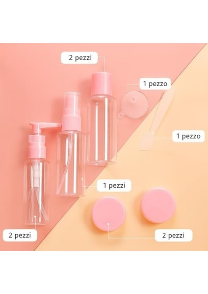 9 Parça Bej Seyahat Seti – Doldurulabilir Boş Şişe ve Krem Kutusu Seti | Şeffaf Çantalı, Uçak Kabin Onaylı (Pembe) fiyatları