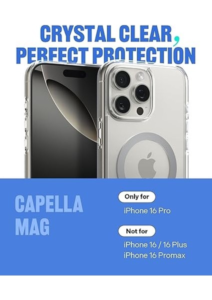 Caseology iPhone 16 Pro Ince Magsafe Kılıf Capella Mag Sararma Karşıtı Hava Kanalı Teknolojisi™ Askeri Sınıf Koruma Clear Gray Şeffaf Kapak - ACS08306 fiyatları