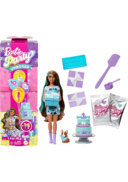 Parti Paketi Bebek ve Aksesuarlar, Minik Dostumun Doğum Günü Serisi Parti Yıldızları Seti ve Renk Değişimi ile Pasta Süsleme Etkinliği Dahil 10 Sürpriz, JFG72